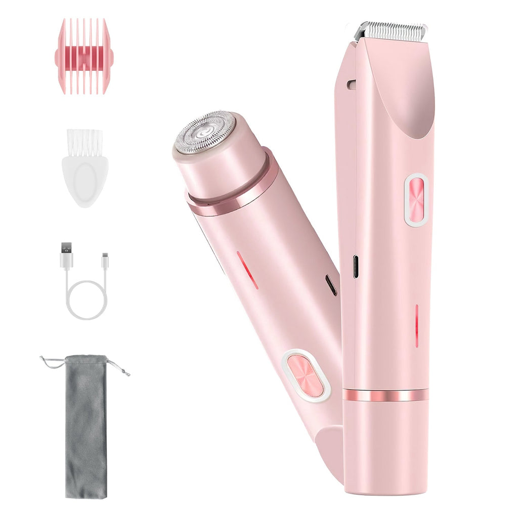 1Pc 2 In 1 Bikini Trimmer For Women Dual Head Cordless Body Shaver IPX7 Waterproof Rechargeable Pubic Hair Razor Wet And Dry Use For Bikini Underarm Leg Arm Body Face - Madamedama