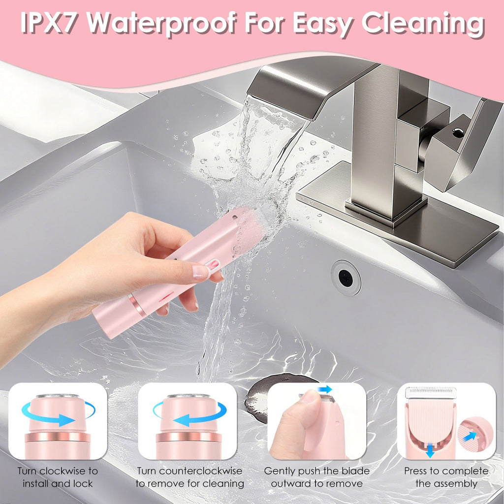 1Pc 2 In 1 Bikini Trimmer For Women Dual Head Cordless Body Shaver IPX7 Waterproof Rechargeable Pubic Hair Razor Wet And Dry Use For Bikini Underarm Leg Arm Body Face - Madamedama