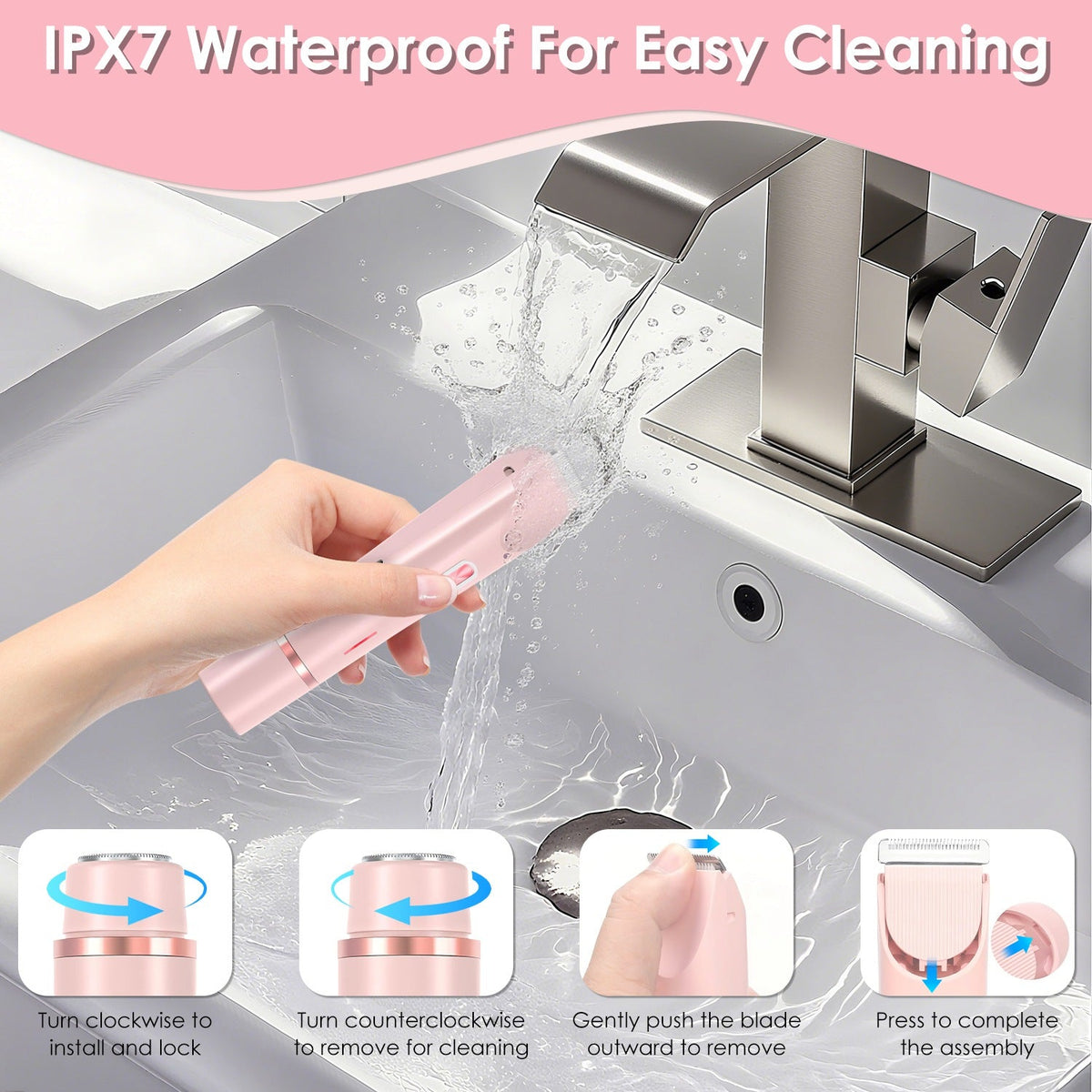 1Pc 2 In 1 Bikini Trimmer For Women Dual Head Cordless Body Shaver IPX7 Waterproof Rechargeable Pubic Hair Razor Wet And Dry Use For Bikini Underarm Leg Arm Body Face - Madamedama