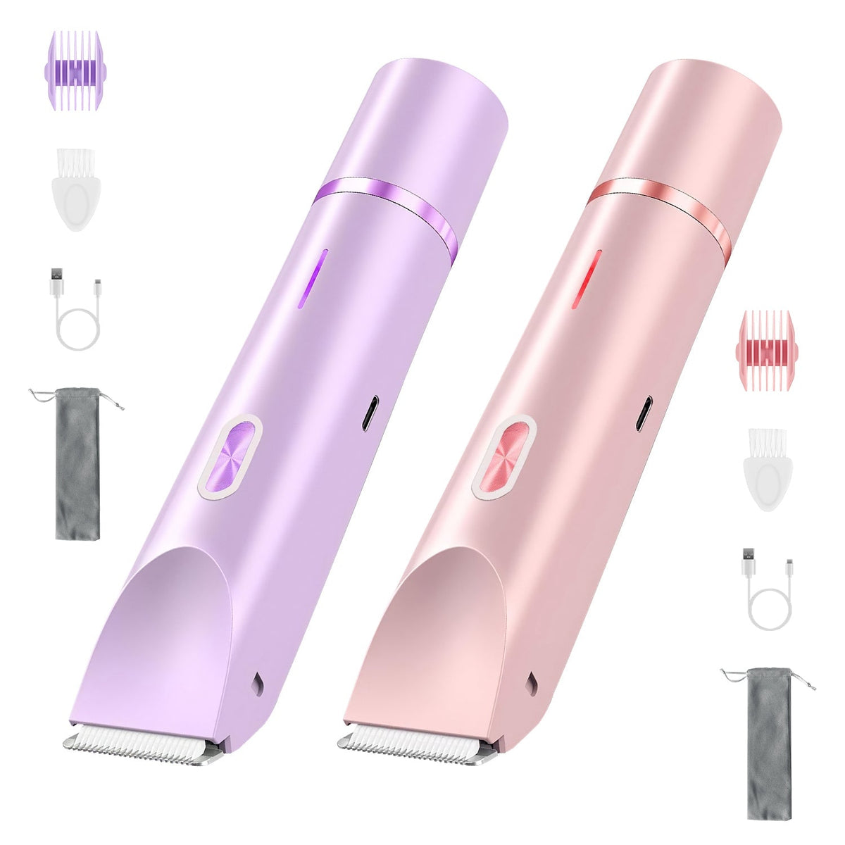 1Pc 2 In 1 Bikini Trimmer For Women Dual Head Cordless Body Shaver IPX7 Waterproof Rechargeable Pubic Hair Razor Wet And Dry Use For Bikini Underarm Leg Arm Body Face - Madamedama