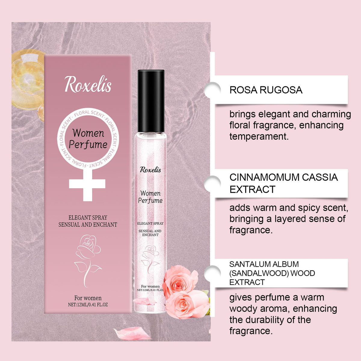 Women Desert Rose Perfume Spray, Elegant Long Lasting Light Floral Scent Fragrance Mist - Madamedama
